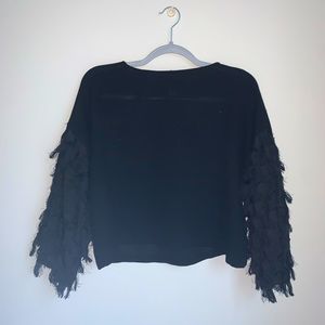 H & M flutter sleeve, S, black